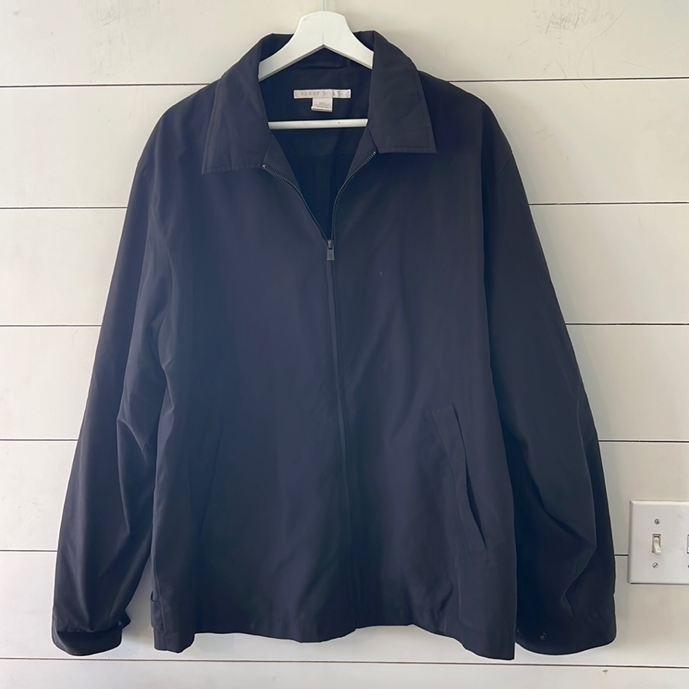 Men’s Perry Ellis Lightweight Full Zip Jacket in Black/Slate Gray Size Large